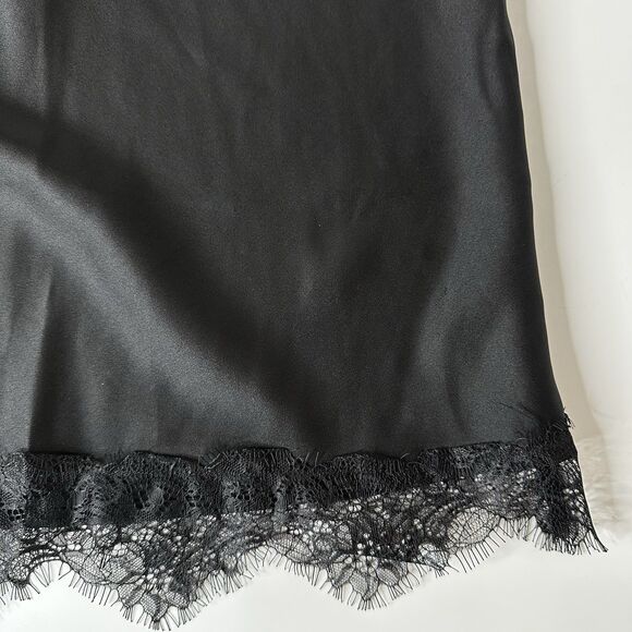 Scoop Satin Midi Dress Sz M Black Lace Trim Cocktail Whimsy Witchy Dark Romantic - Picture 16 of 16